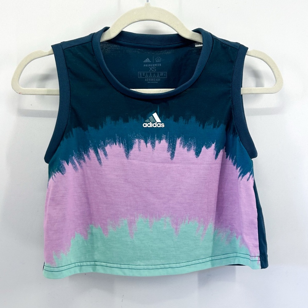 Adidas X Farm Rio Blue Purple Tie Dye Cropped Tank Top Workout Gym Activewear XS